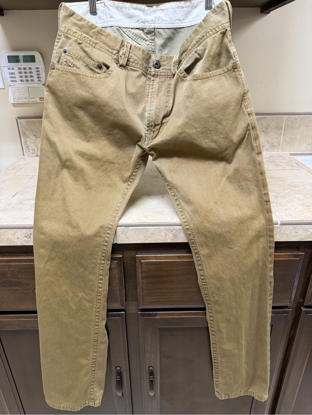 Diesel Off-White Cotton Pants with Gold Accents